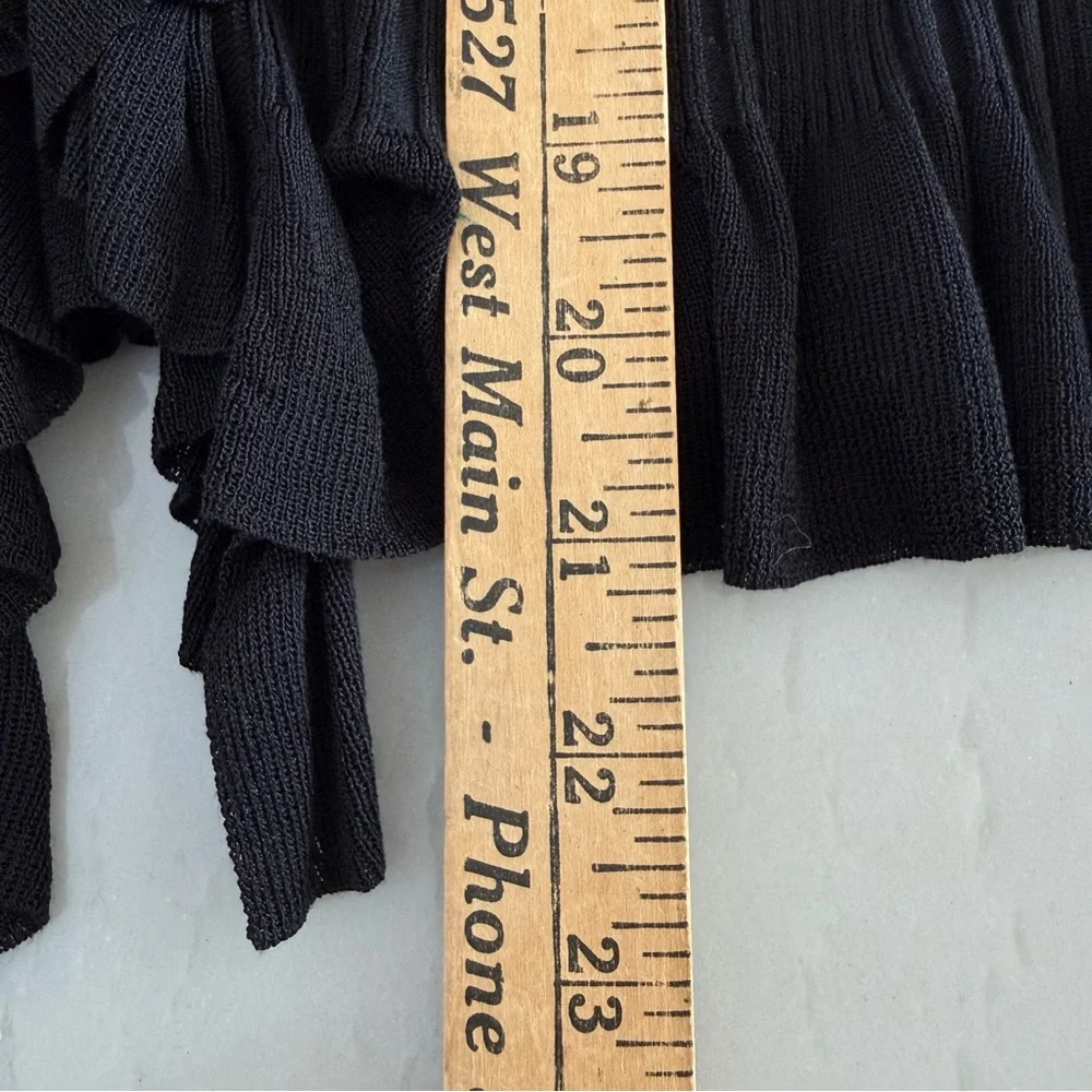 Saks Fifth Avenue Black Label‎ Ruffle Cardigan Sweater Womens XS Viscose Silk